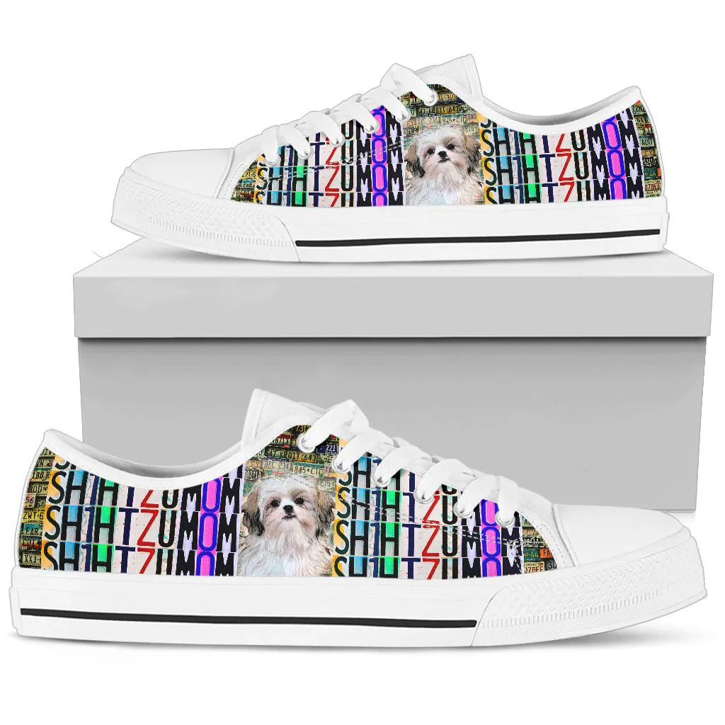 Shih Tzu Mom - Women’s Low Top Shoes White