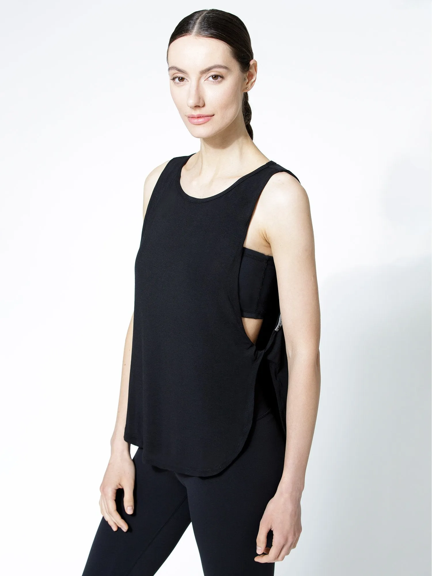SIDE TWIST SURF TANK, LONG, BLACK
