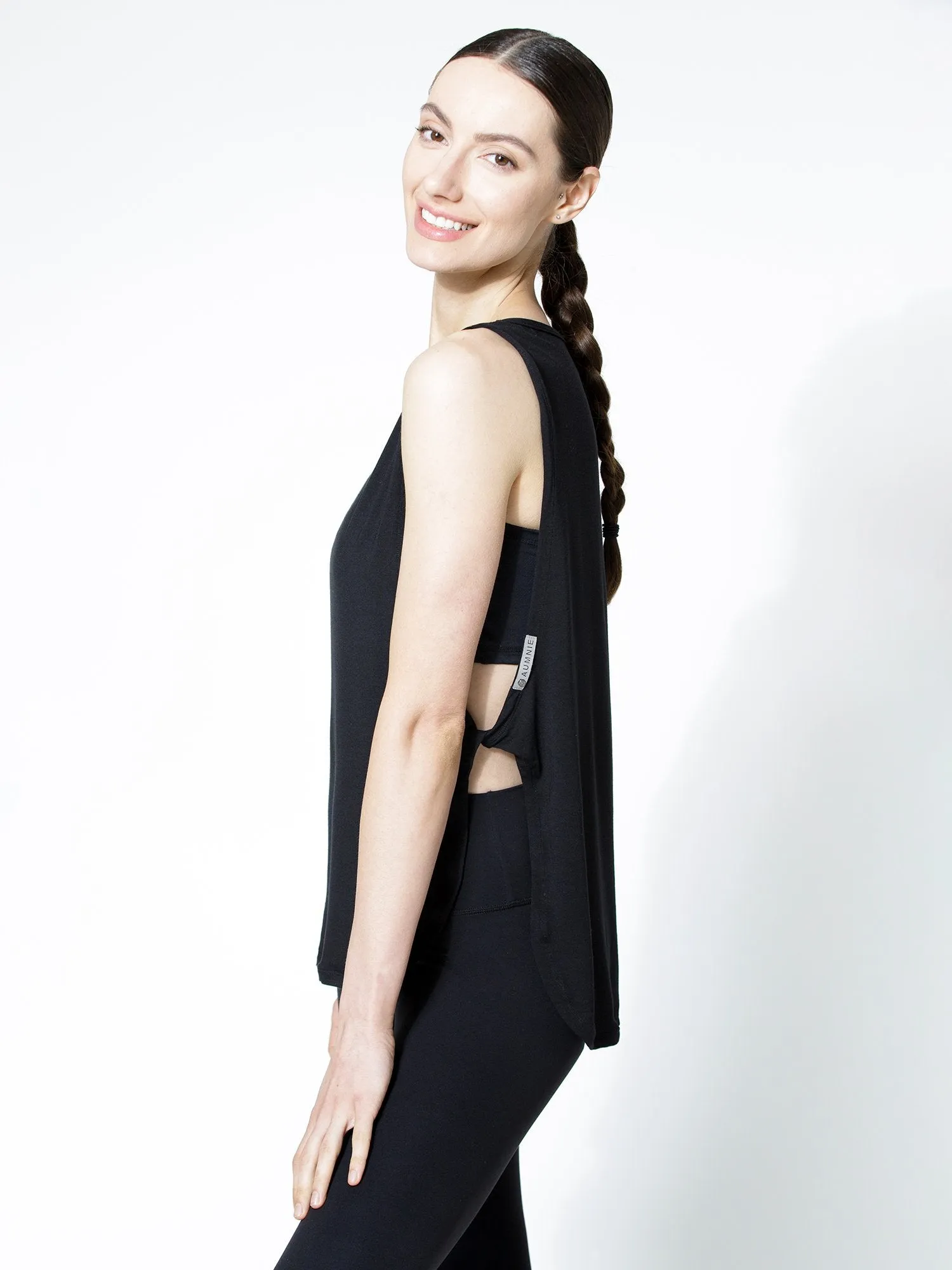 SIDE TWIST SURF TANK, LONG, BLACK