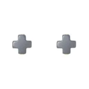 Signature Cross Stud Earring- Charcoal