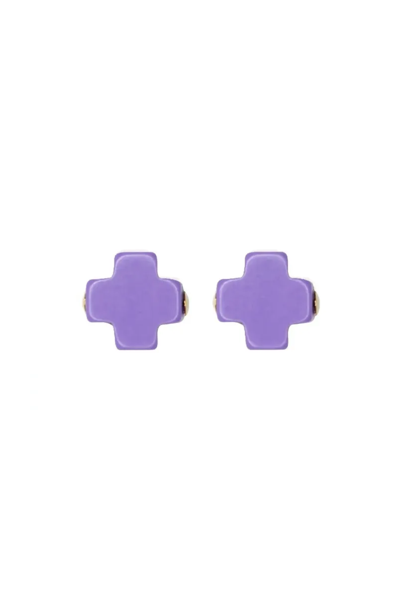 Signature Cross Stud - Purple
