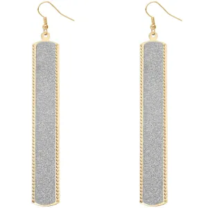 Silver Gold Glitter Stick Dangle Earrings