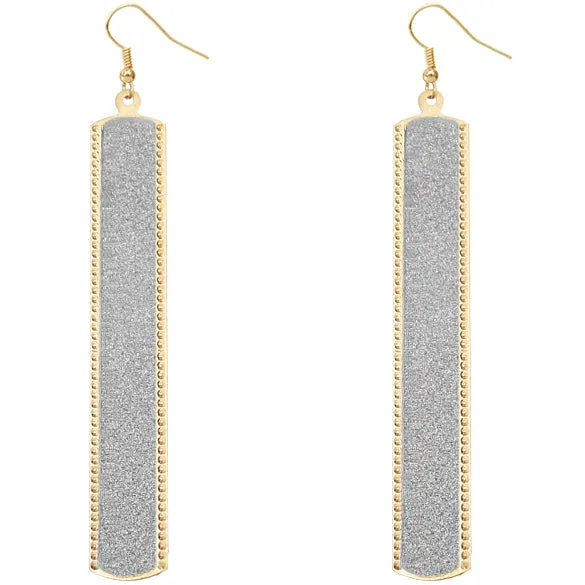 Silver Gold Glitter Stick Dangle Earrings