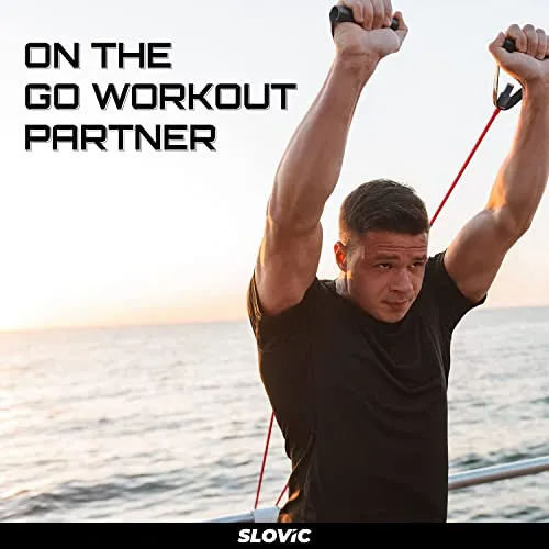 SLOVIC Resistance Tube/Band with Sturdy Handles, Door Anchor for Men and Women with Extensive Guide Containing 30 Plus Exercises | 3 Years Warranty