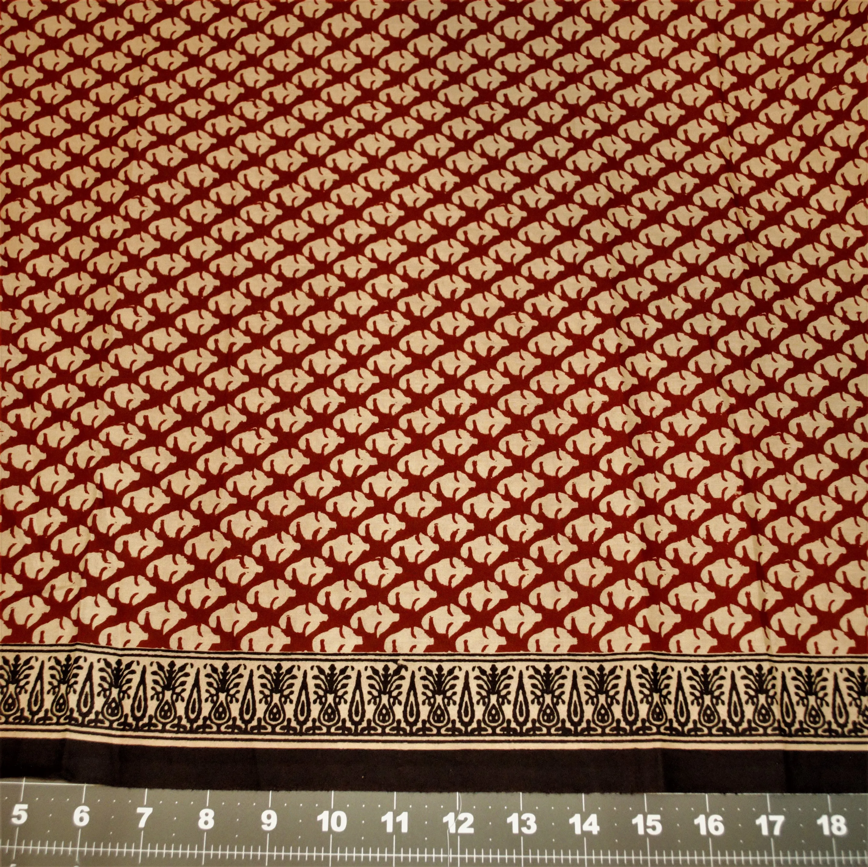 Small Leaves on Burgundy With Black Border