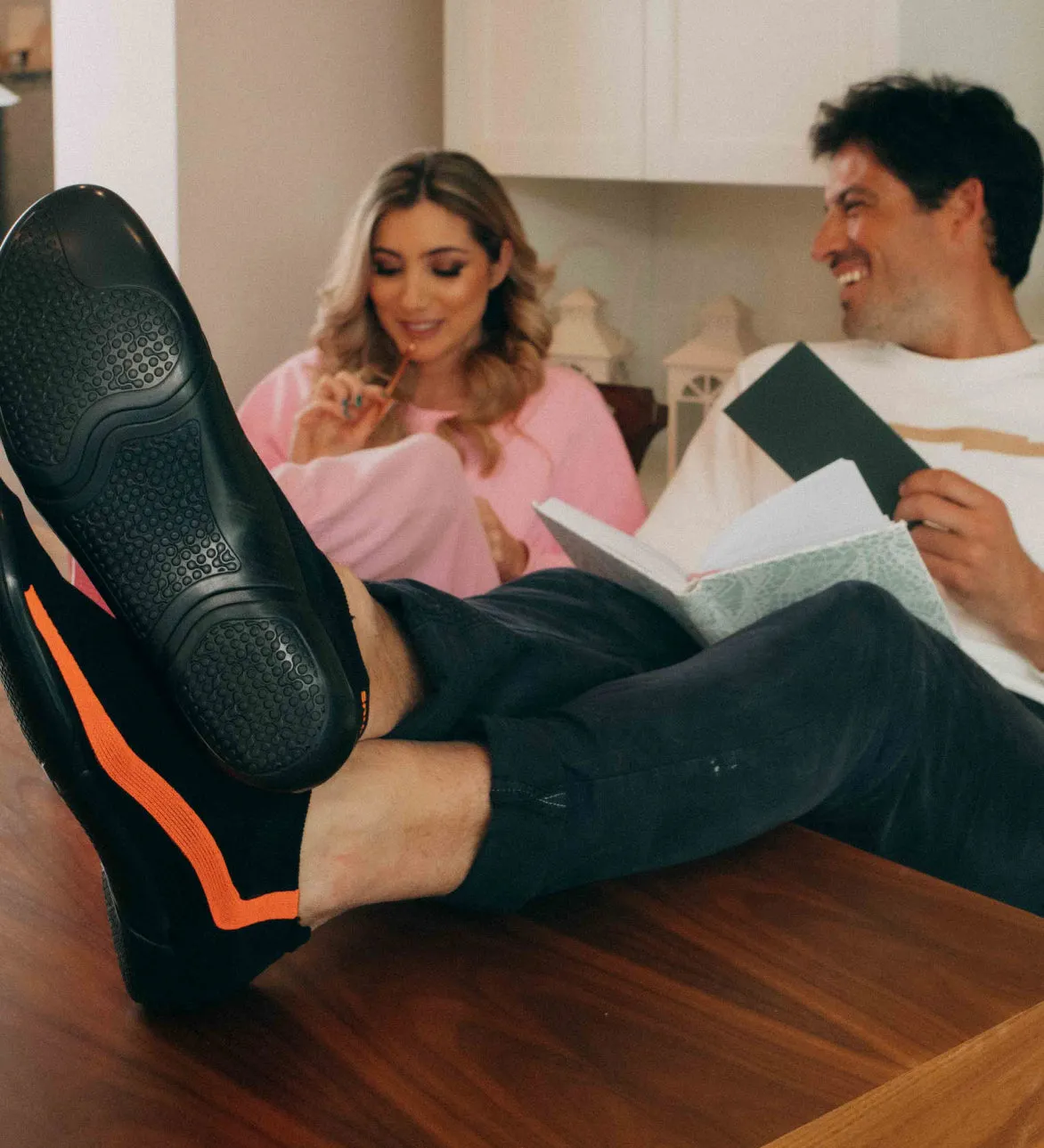 Snuggies Stripe Men Orange Sole Black
