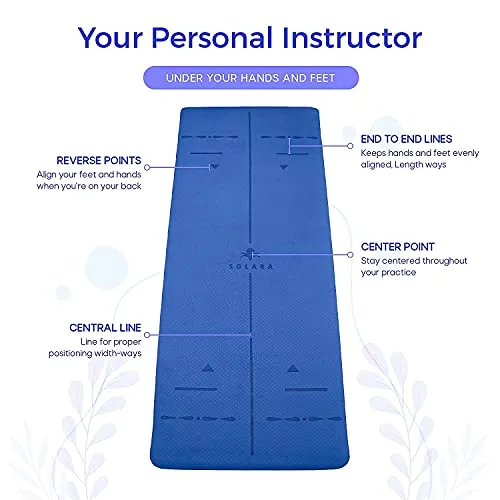 SOLARA Premium Yoga Mats for Men Large, Eco Friendly Non Slip Yoga Mat for Men 6 feet, Non Slip Surface and Optimal Cushioning,72"x 26" | eBook and 50 videos included |Persian Blue & Light Blue