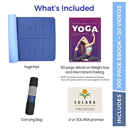 SOLARA Premium Yoga Mats for Men Large, Eco Friendly Non Slip Yoga Mat for Men 6 feet, Non Slip Surface and Optimal Cushioning,72"x 26" | eBook and 50 videos included |Persian Blue & Light Blue