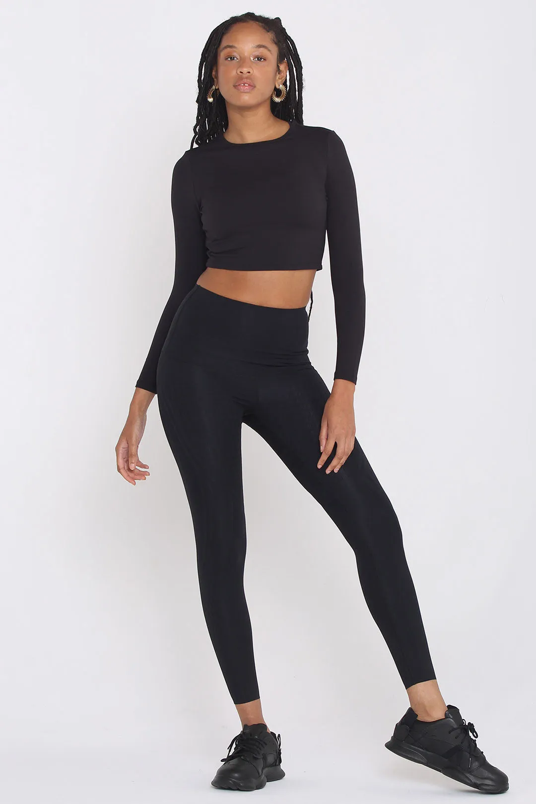 Solid Stretchy Fitness Long Sleeve Cropped Sports Top
