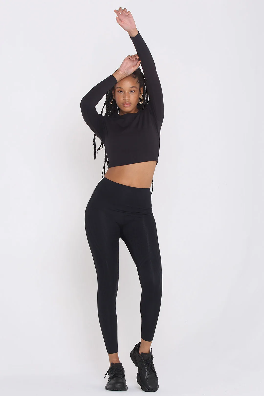 Solid Stretchy Fitness Long Sleeve Cropped Sports Top