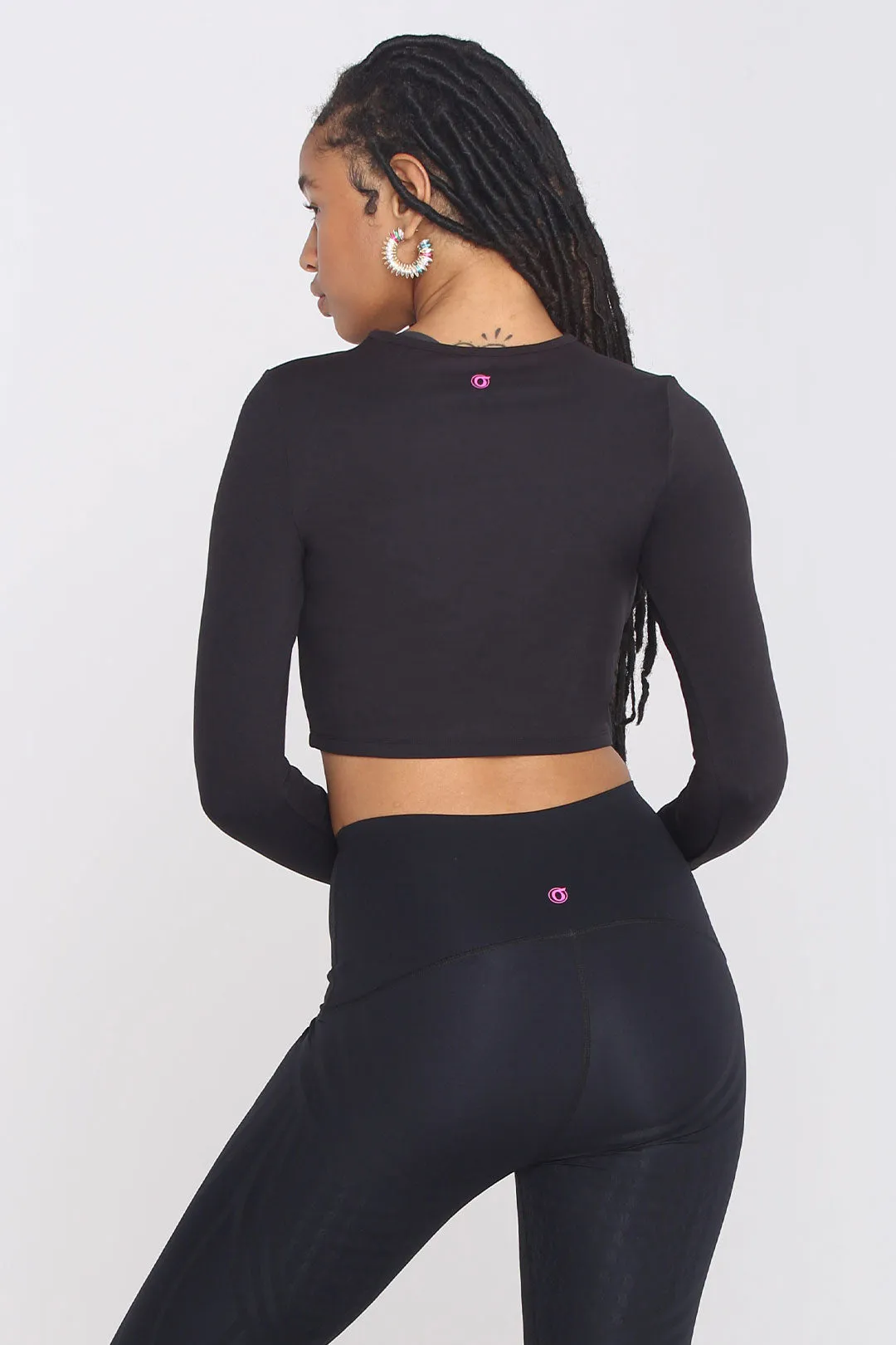 Solid Stretchy Fitness Long Sleeve Cropped Sports Top