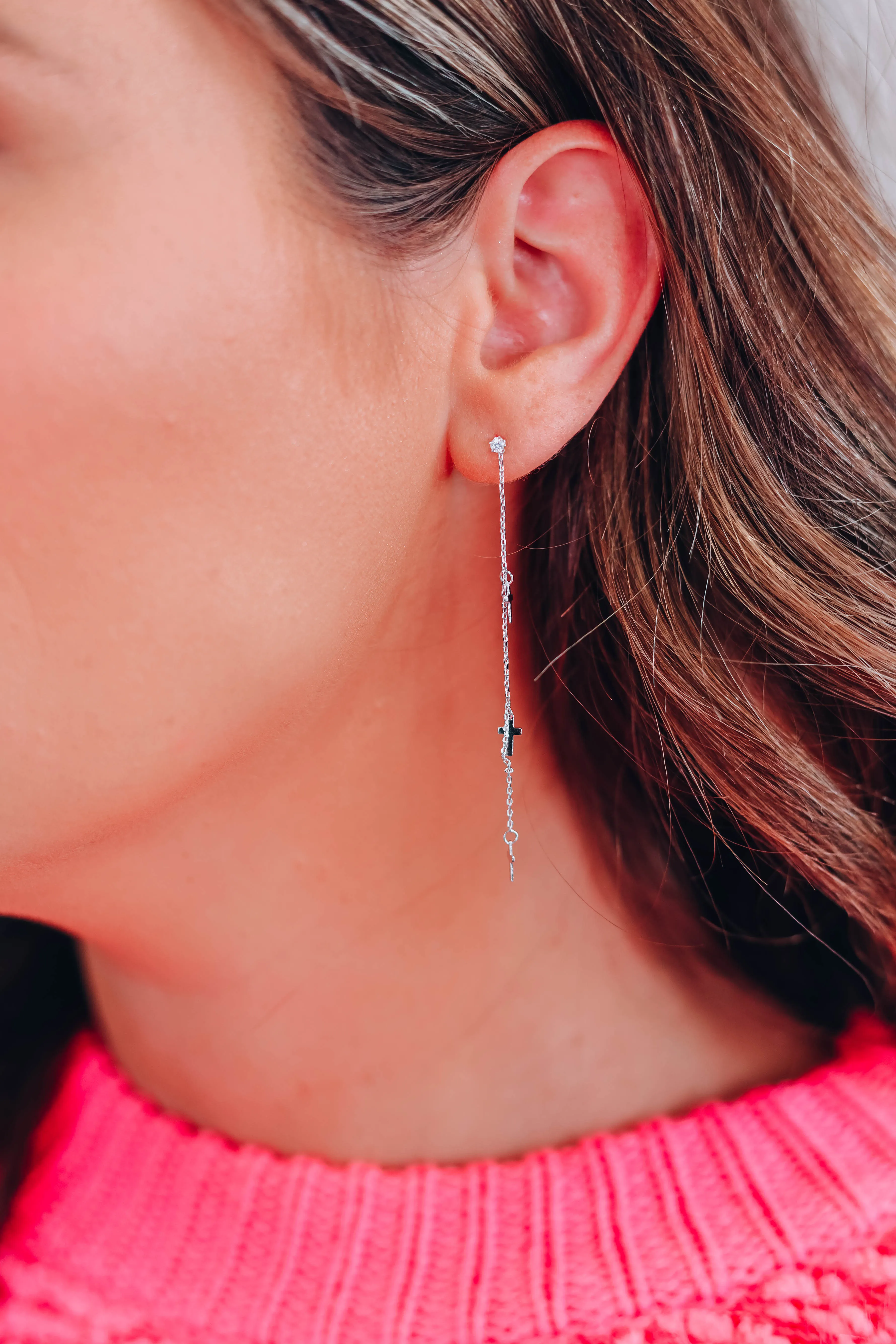 Sorry For You Cross Earrings - Silver