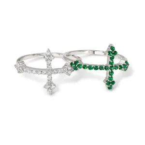 Sterling Silver Diamond Cross Your Fingers Ring