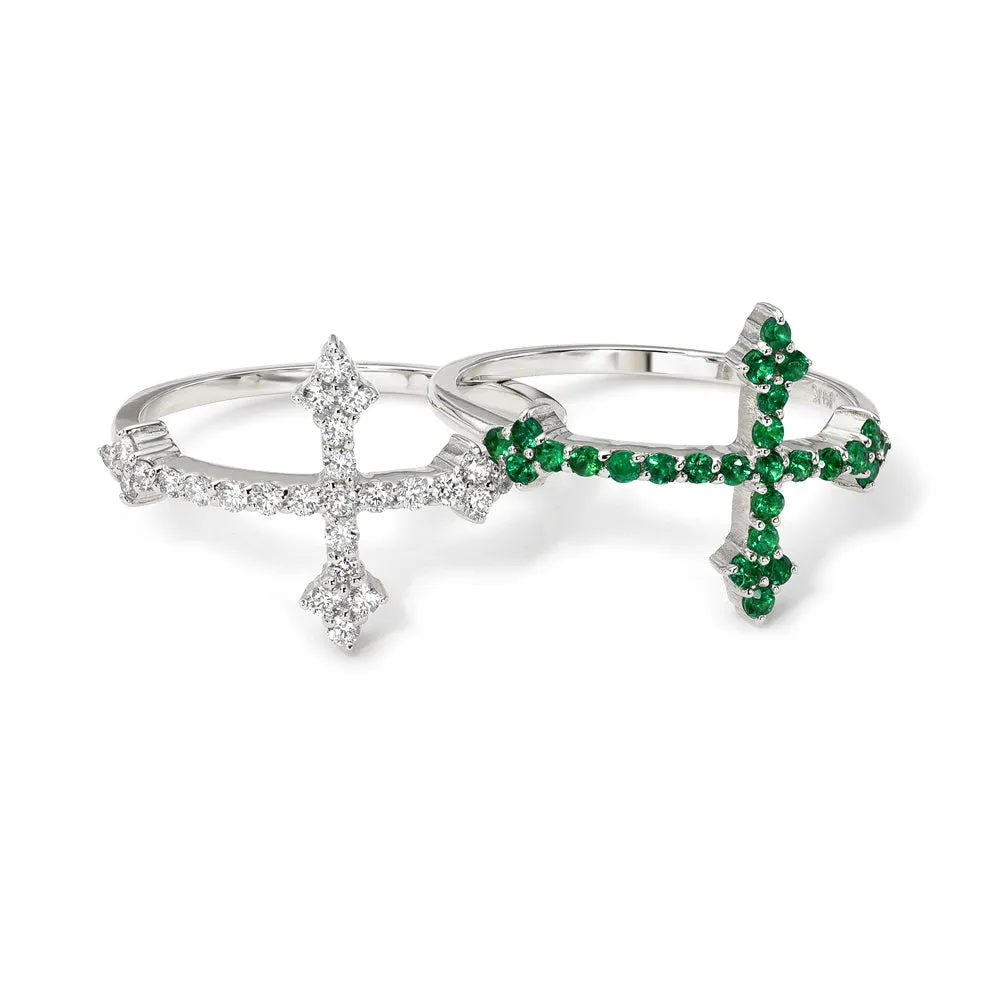 Sterling Silver Diamond Cross Your Fingers Ring