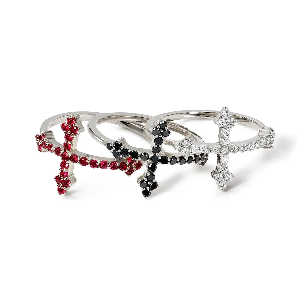 Sterling Silver Diamond Cross Your Fingers Ring