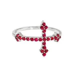 Sterling Silver Ruby Cross Your Fingers Ring