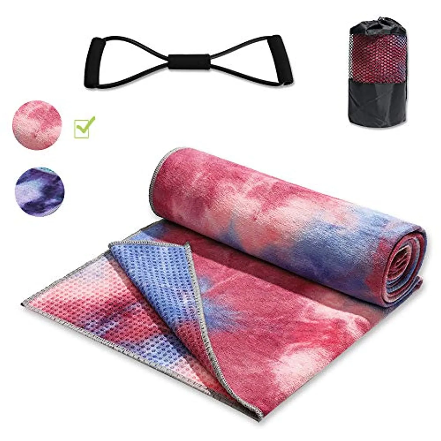 Toalla de yoga brillante, antideslizante, suave, absorbente y de secado rápido, toalla deportiva perfecta, 100% microfibra, toalla de playa portátil, perfecta para yoga caliente, pilates, gimnasio y más (72 x 25 pulgadas) (rosa)