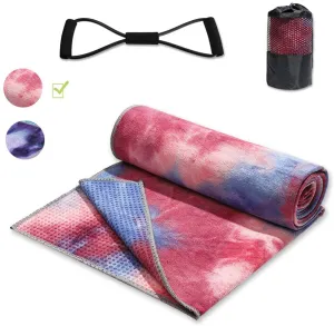 Toalla de yoga brillante, antideslizante, suave, absorbente y de secado rápido, toalla deportiva perfecta, 100% microfibra, toalla de playa portátil, perfecta para yoga caliente, pilates, gimnasio y más (72 x 25 pulgadas) (rosa)