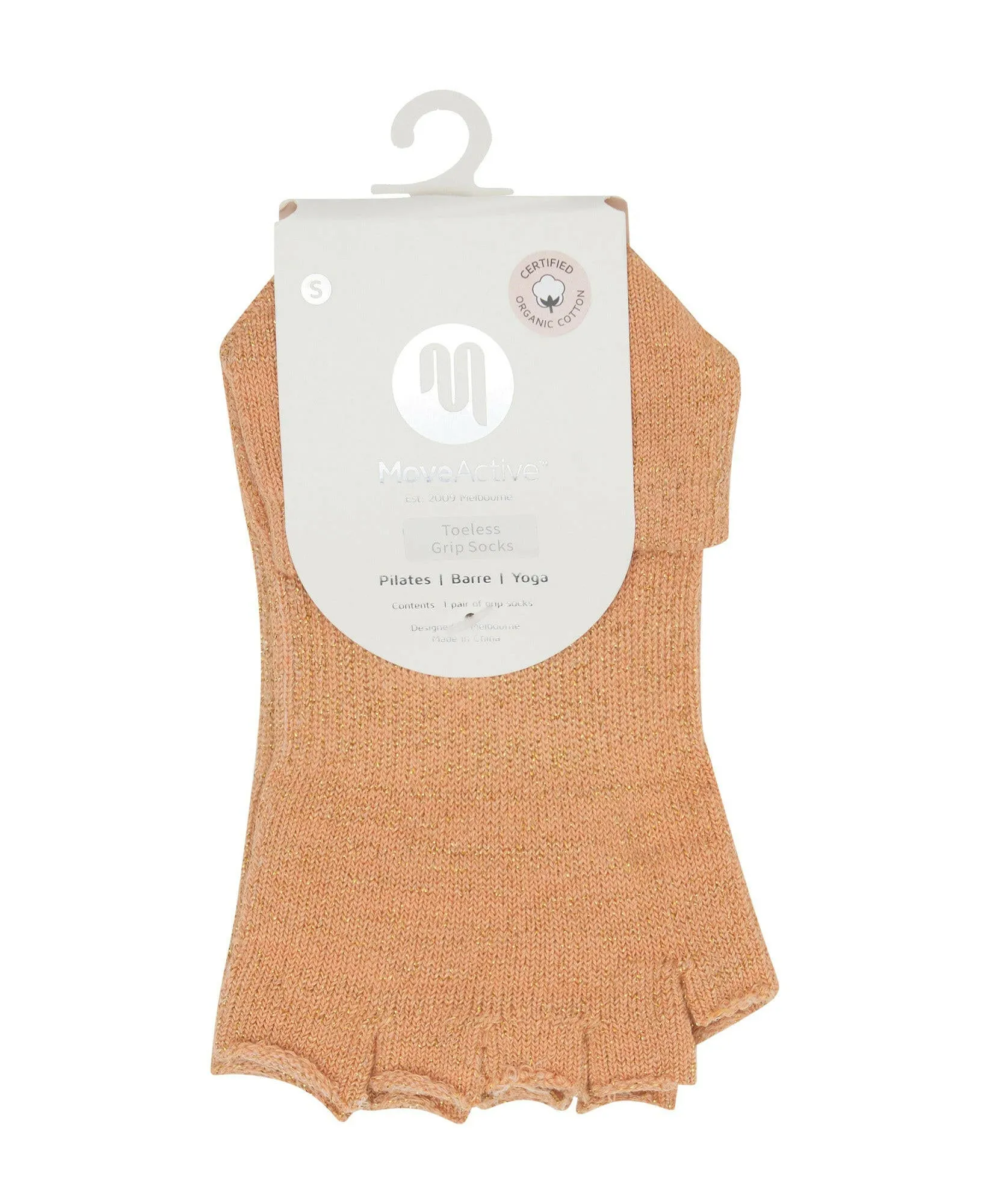 Toeless Non Slip Grip Socks - Glitter Peach