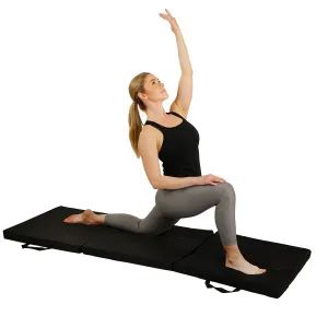 Tri-Fold Exercise Yoga Mat for at Home Workout, Gymnastics, Stretching, Core Workout