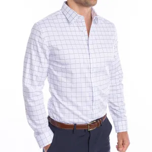 Ultimate Dress Shirt (White/Navy Windowpane) (Wholesale)