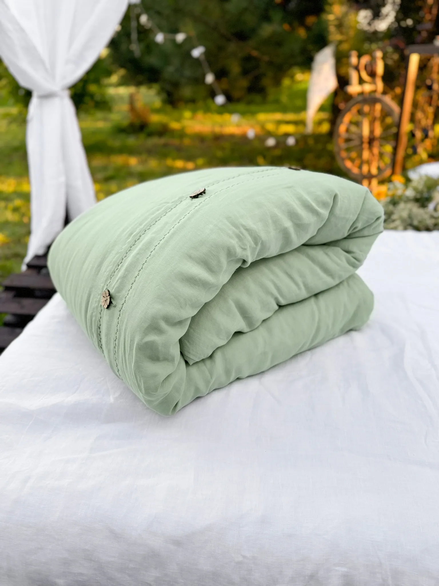 US size bedding set with Black Embroidery. Light colors options. Top closure for bed sheets