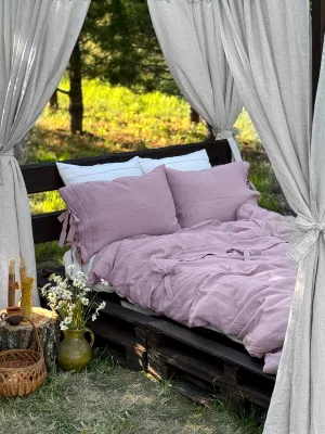 US size bedding set with Black Embroidery. Light colors options. Top closure for bed sheets