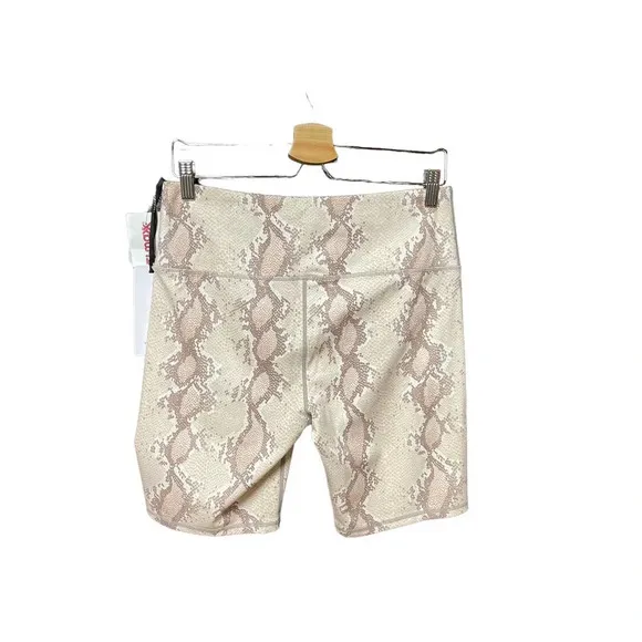 Varley Albury Bike Shorts Champagne Snake Print Size XL