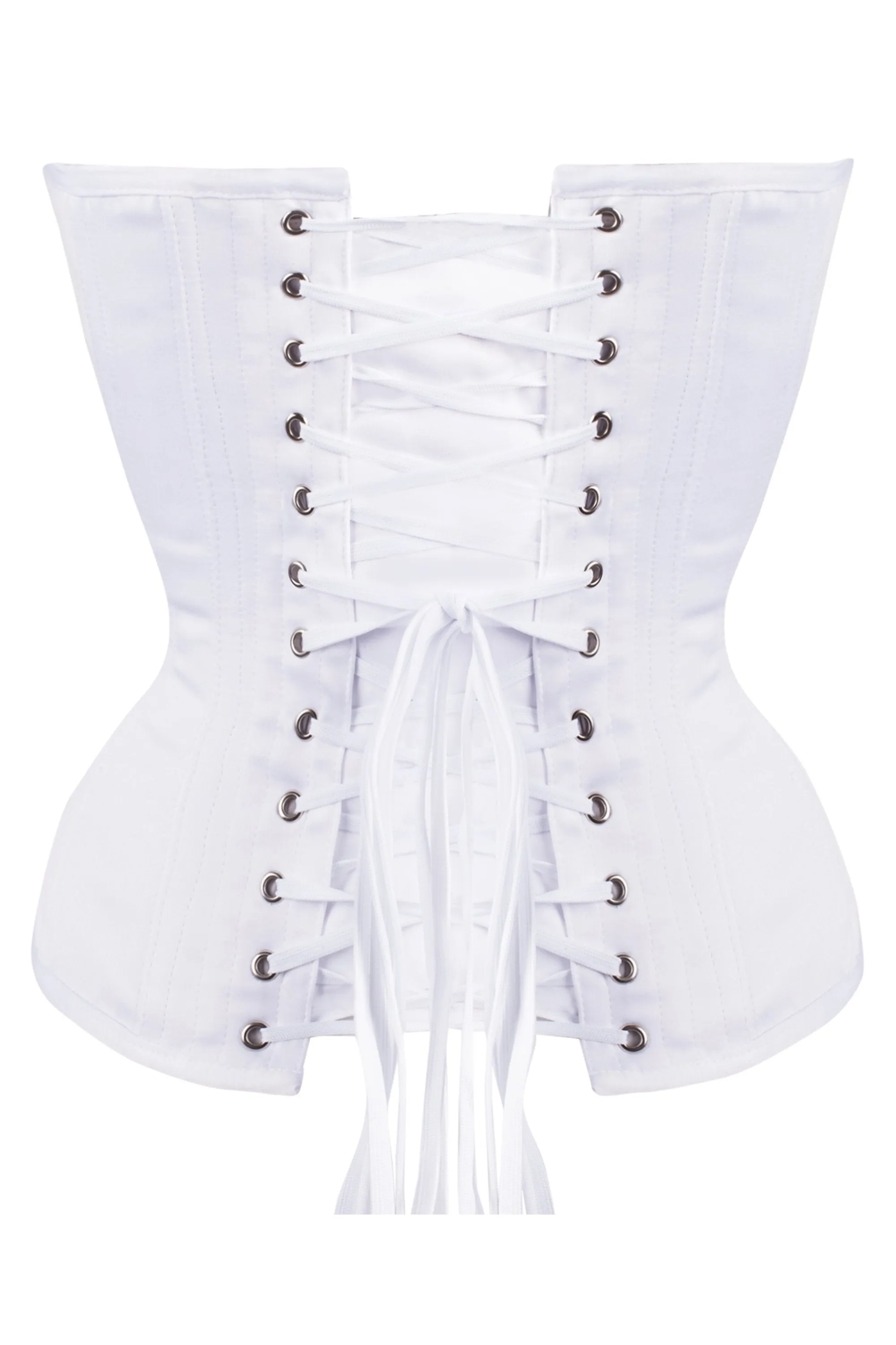 Waist Taming Classic White Overbust Corset With Hip Gores