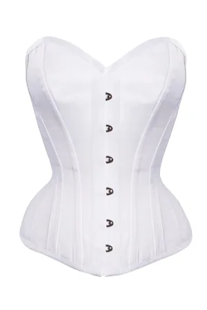Waist Taming Classic White Overbust Corset With Hip Gores