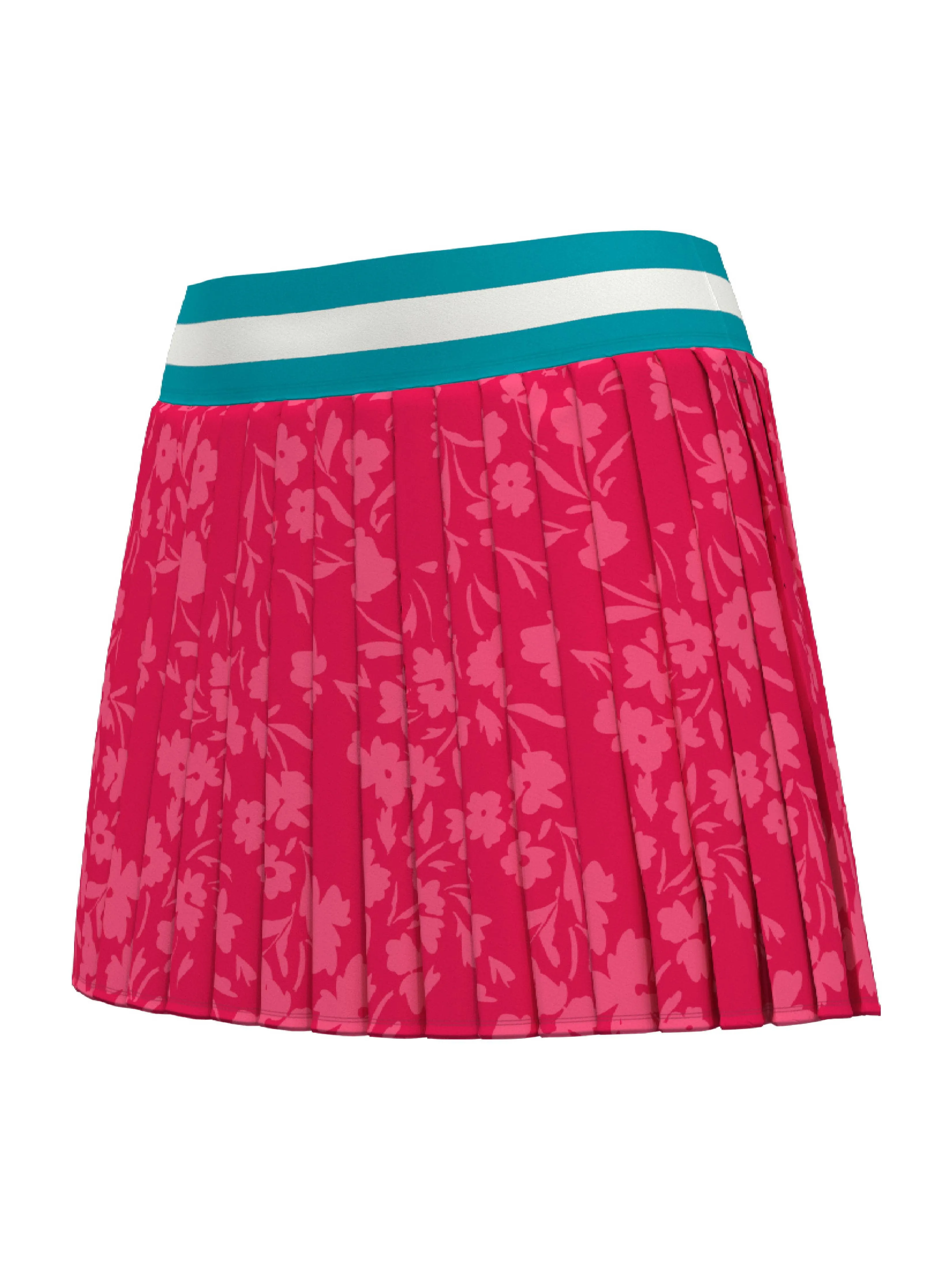 Women's 15" Summer Floral Lightweight Stretch Woven Pleated Skort