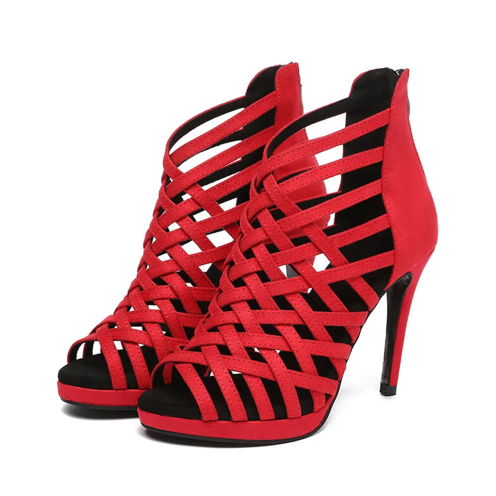 Women's Suede Cross-Strap Dance Boots