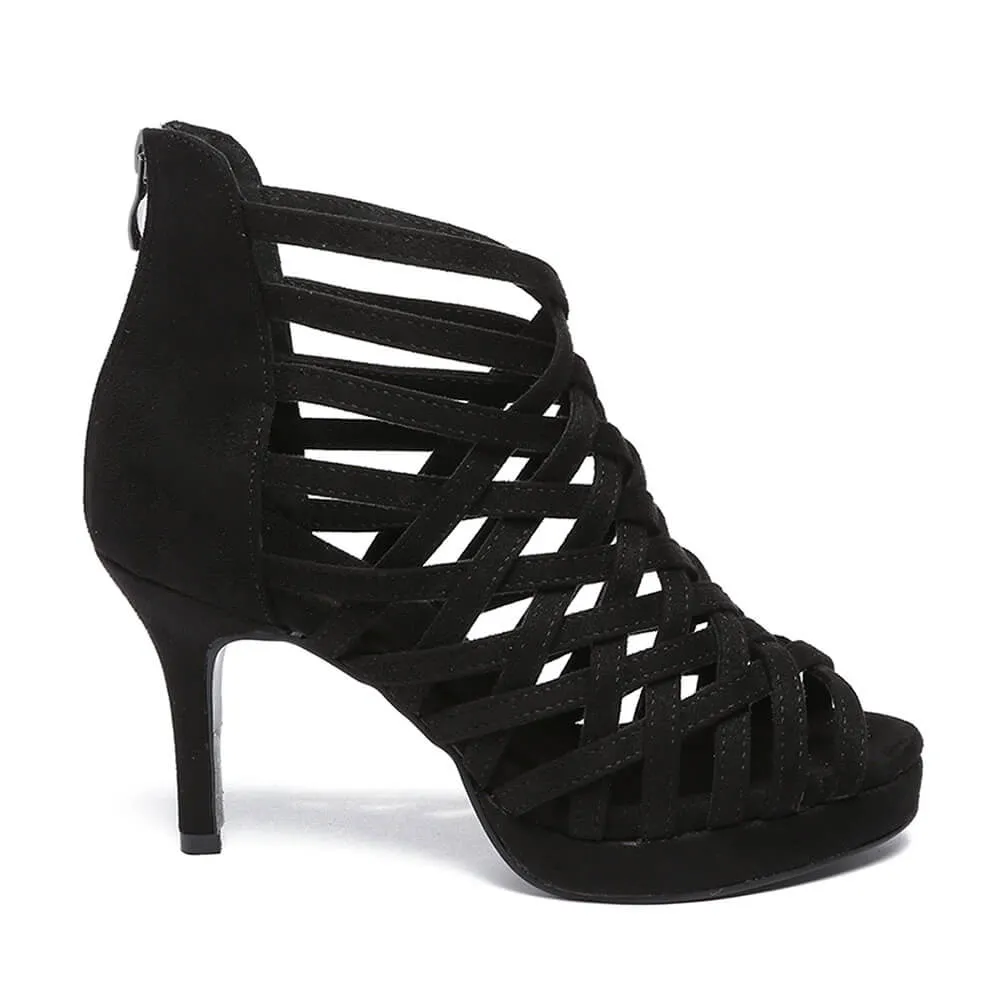 Women's Suede Cross-Strap Dance Boots