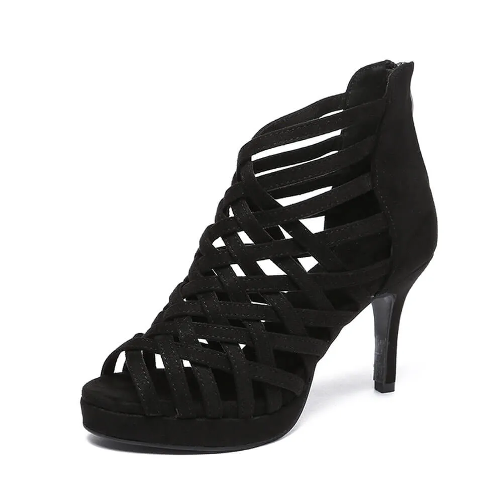 Women's Suede Cross-Strap Dance Boots
