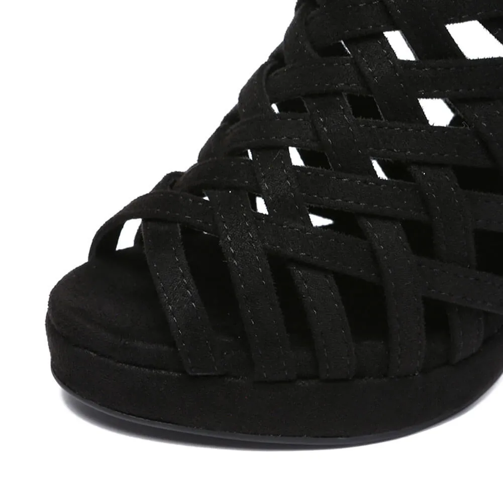 Women's Suede Cross-Strap Dance Boots