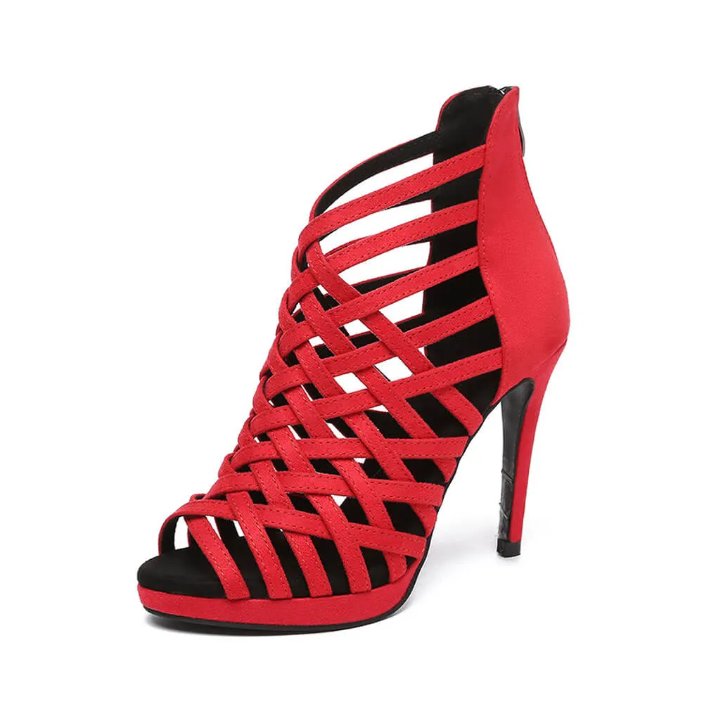 Women's Suede Cross-Strap Dance Boots